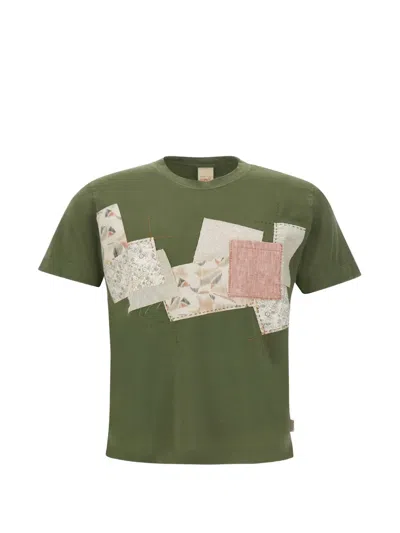 Bob Barry Patchwork Chest-pocket T-shirt In Green