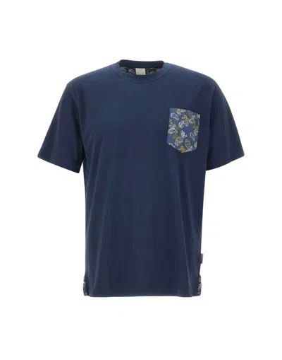 Bob Beach Paisley-pocket T-shirt In Blue