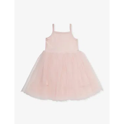 Bob & Blossom Kids' Tutu-skirt Square-neck Cotton-blend Dress 1-8 Years In Blushing Pink