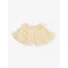 Bob & Blossom Polka-dot Ruffled Woven Cape In Gold