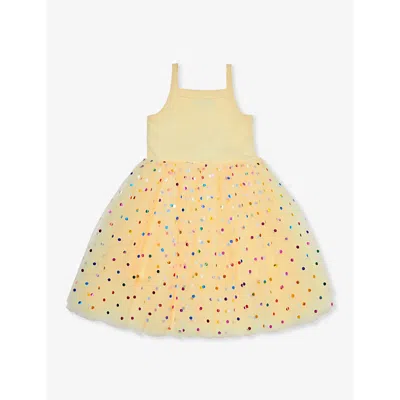 Bob & Blossom Kids' Polka-dot-print Tutu Cotton-blend Dress 1-8 Years In Lemon Spot