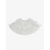 Bob & Blossom Polka-dot Ruffled Woven Cape In Silver
