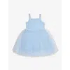 Bob & Blossom Tutu-skirt Square-neck Cotton-blend Dress 1-8 Years In Sky Blue
