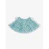 Bob & Blossom Polka-dot Ruffled Woven Cape In Turquoise Spot