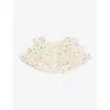 Bob & Blossom Polka-dot Ruffled Woven Cape In Vanilla Spot