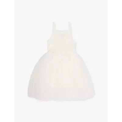 Bob & Blossom Kids' Bun Tutu Tulle-skirt Cotton-blend Dress 1-8 Years In White