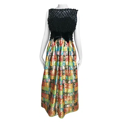 Pre-owned Bob Bugnand 1960s  Black Cotton Silk Metallic Cocktail Dress Size 6