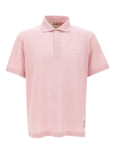 Bob Button-fastening Linen-cotton Blend Polo Shirt In Pink