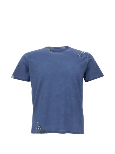 Bob Even Embroidered-appliqué T-shirt In Blue