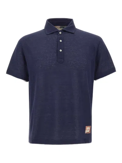 Bob Fabric-overlap Short-sleeve Polo Shirt In Blue