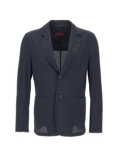 Bob Golden Logo-pin Patch-pocket Blazer In Blue