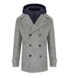 Bob Iver Melange Grey Double-breasted Coat In Gray