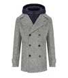 Bob Iver Melange Grey Double-breasted Coat In Gray