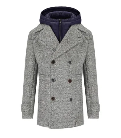 BOB BOB IVER MELANGE GREY DOUBLE BREASTED COAT