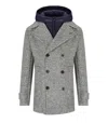 Bob Iver Melange Grey Double-breasted Coat In Gray