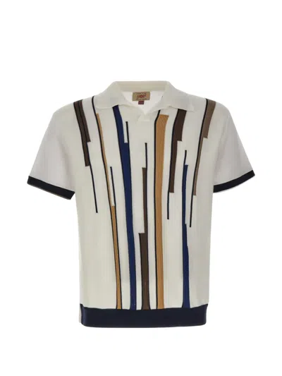 Bob Jacquard-insert Polo-collar T-shirt In White