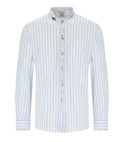 Bob Korea White Light Blue Striped Shirt