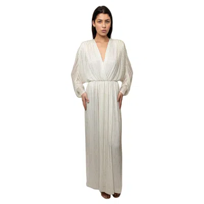 Pre-owned Bob Mackie 1970's White Long Sleeved Fully Beaded Gown