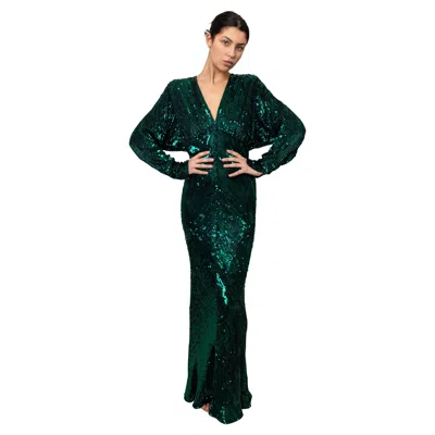 Pre-owned Bob Mackie 1980's Emerald Green Sequin Gown