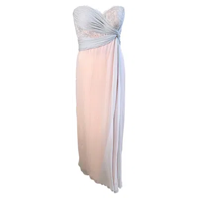 Pre-owned Bob Mackie 1980s Size 6 Light Pink + Grey Silk Chiffon Strapless Grecian Gown