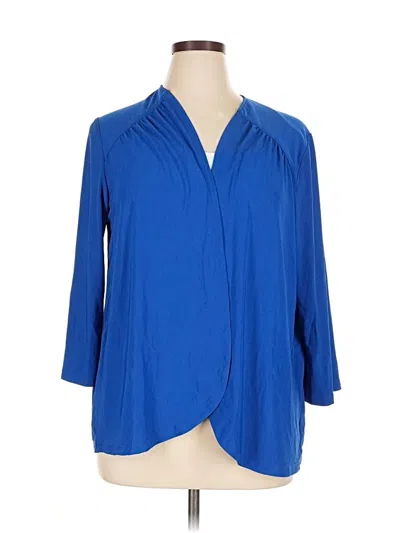 Pre-owned Bob Mackie 3/4 Sleeve Blouse In Blue