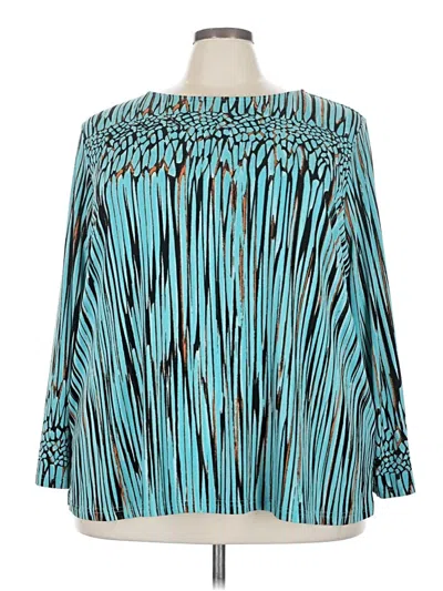 Pre-owned Bob Mackie 3/4 Sleeve Blouse In Blue