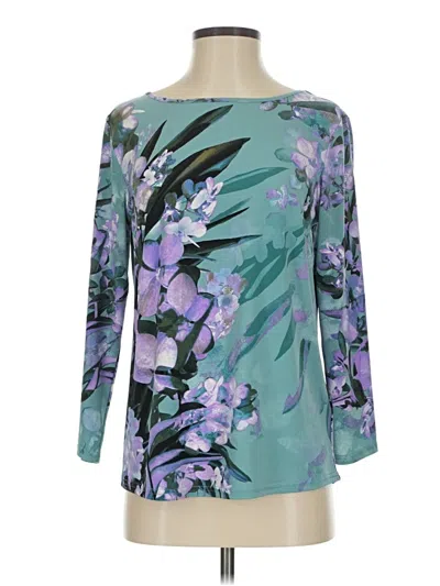 Pre-owned Bob Mackie 3/4 Sleeve Blouse In Blue