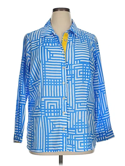 Pre-owned Bob Mackie 3/4 Sleeve Blouse In Blue