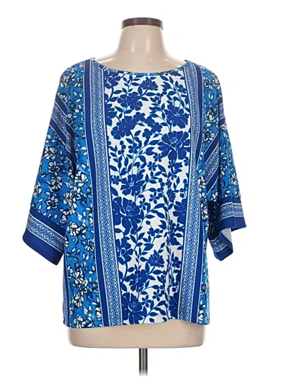 Pre-owned Bob Mackie 3/4 Sleeve Blouse In Blue