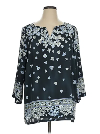 Pre-owned Bob Mackie 3/4 Sleeve Blouse In Blue