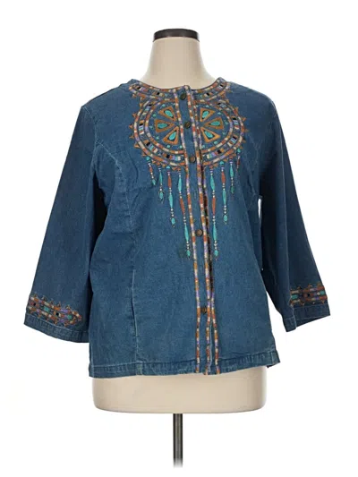 Pre-owned Bob Mackie 3/4 Sleeve Blouse In Blue