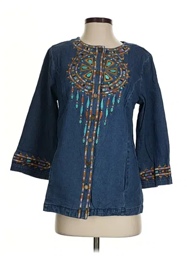 Pre-owned Bob Mackie 3/4 Sleeve Blouse In Blue