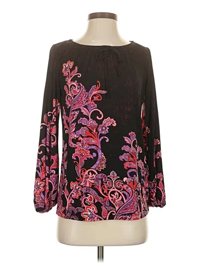 Pre-owned Bob Mackie 3/4 Sleeve Blouse In Burgundy