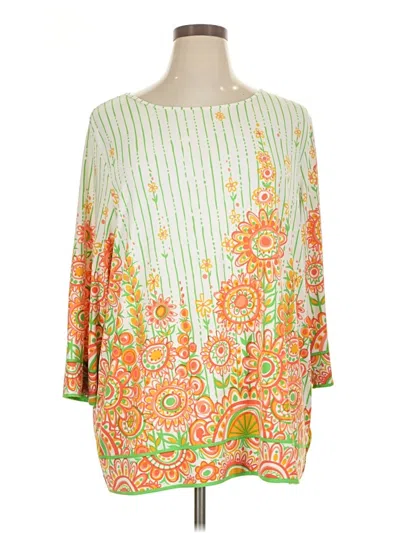 Pre-owned Bob Mackie 3/4 Sleeve Blouse In Orange
