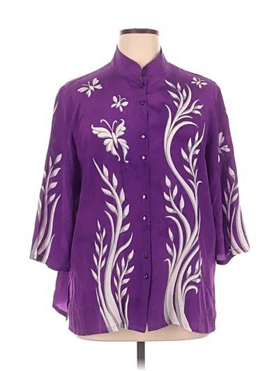 Pre-owned Bob Mackie 3/4 Sleeve Blouse In Purple