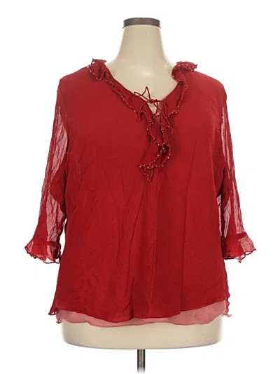 Pre-owned Bob Mackie 3/4 Sleeve Blouse In Red