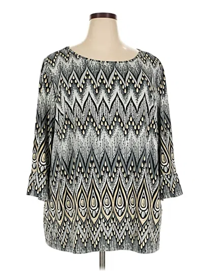 Pre-owned Bob Mackie 3/4 Sleeve Blouse In Silver