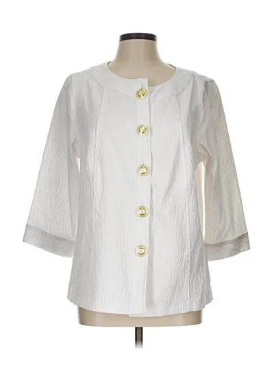 Pre-owned Bob Mackie 3/4 Sleeve Blouse In White