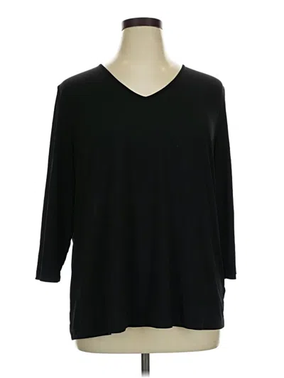 Pre-owned Bob Mackie 3/4 Sleeve Top Black V Neck Tops