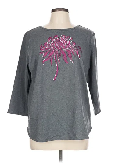 Bob Mackie 3/4 Sleeve T-shirt In Gray