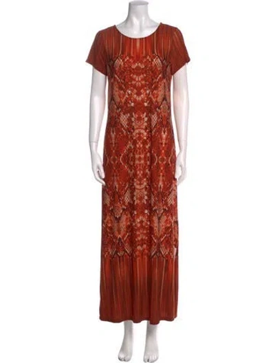 Pre-owned Bob Mackie Animal Print Long Dress In Orange
