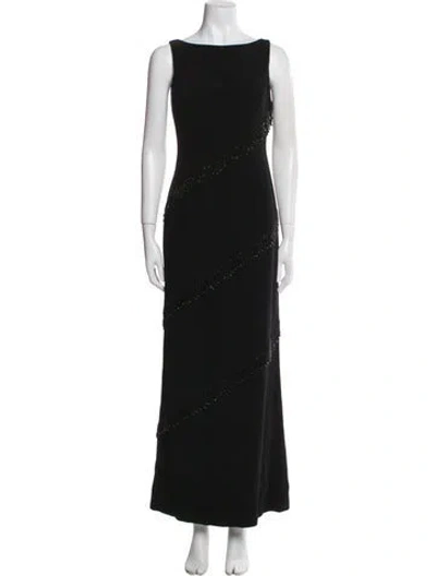 Pre-owned Bob Mackie Bateau Neckline Long Dress In Black