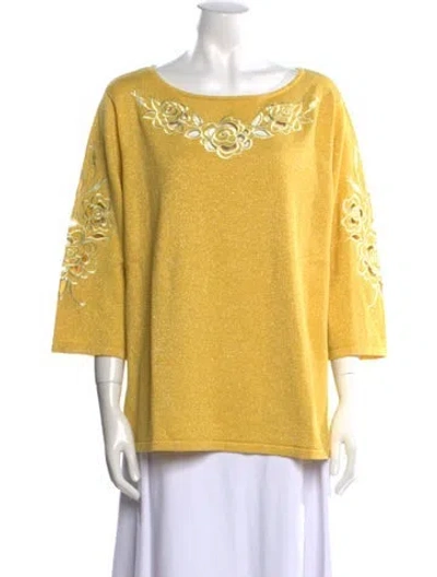 Pre-owned Bob Mackie Bateau Neckline Three-quarter Sleeve Sweatshirt W/ Tags In Gold