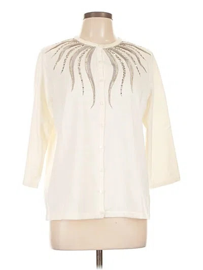 Pre-owned Bob Mackie Cardigan Sweater In White