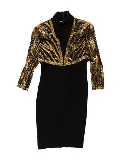 Pre-owned Bob Mackie Colorblock Pattern Mini Dress In Multi