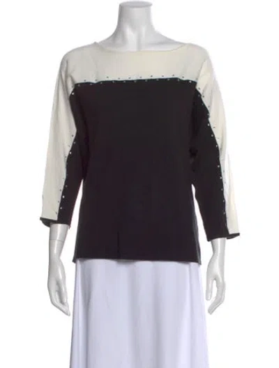 Pre-owned Bob Mackie Colorblock Pattern Scoop Neck Sweater In Black