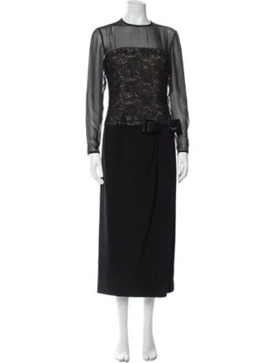 Pre-owned Bob Mackie Crew Neck Long Dress In Black