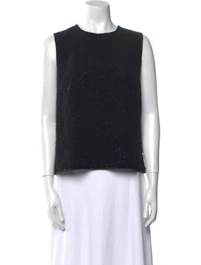 Pre-owned Bob Mackie Crew Neck Sleeveless Top In Black