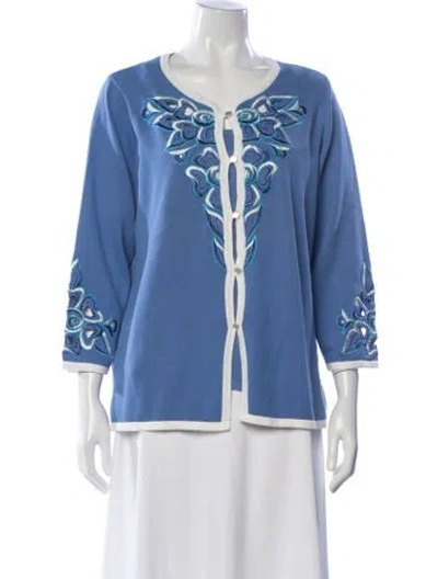 Pre-owned Bob Mackie Crew Neck Sweater In Blue