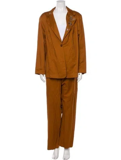 Pre-owned Bob Mackie Crystal Embellishments Pantsuit In Brown